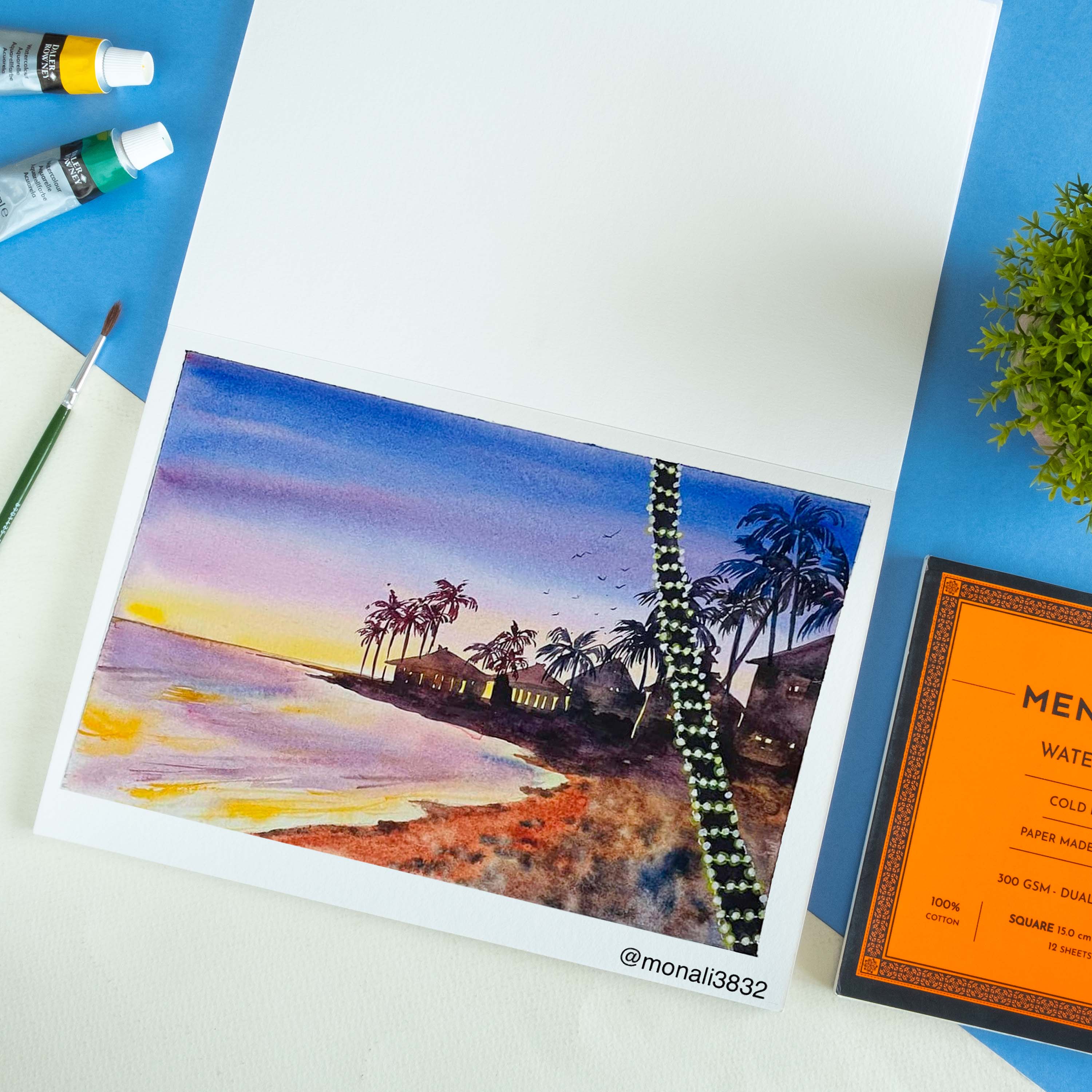 Easy Summer Beach Painting MENORAH Creatif