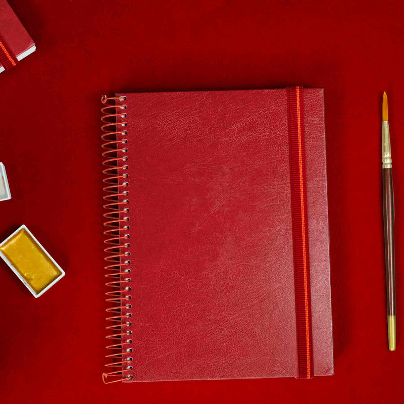 180 GSM mixed media sketchbook, a5 size sketchbook, spiral sketchbook, portrait sketchbook.#color_red 