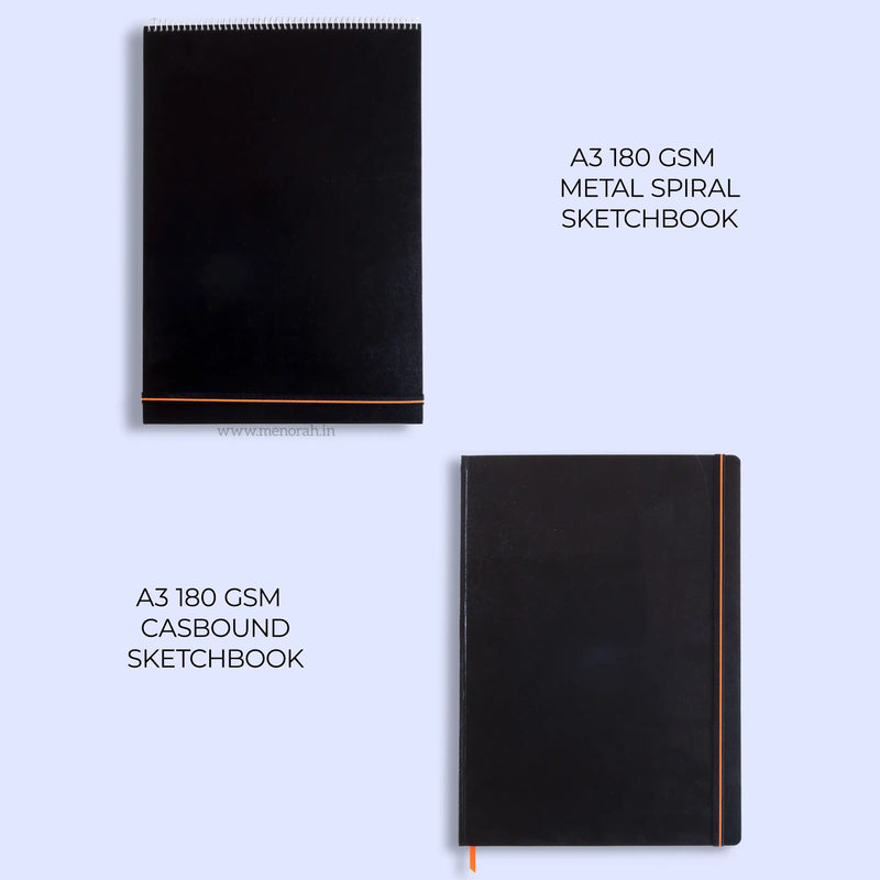 A3 - METAL SPIRAL SKETCHBOOK - 180GSM - (LANDSCAPE)