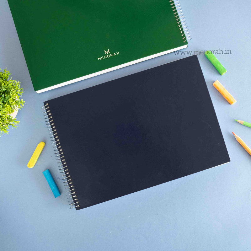 A4 size royal blue 115 GSM thick paper Dry Media square sketchbook. spiralbound Sketchbook, 100% handmade sketchbook with 140 pages.