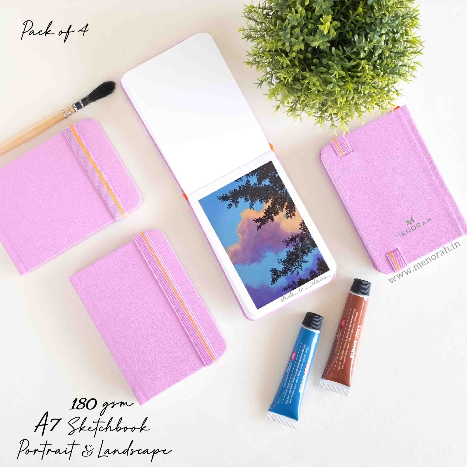 A7 Sketchbook Combo pack for Artist -180 GSM, – MENORAH Creatif
