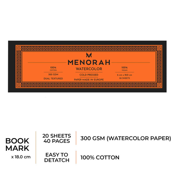 BOOKMARK - WATERCOLOR PAPER - 300GSM - 100% COTTON (6 x 18 cm) - SMALL