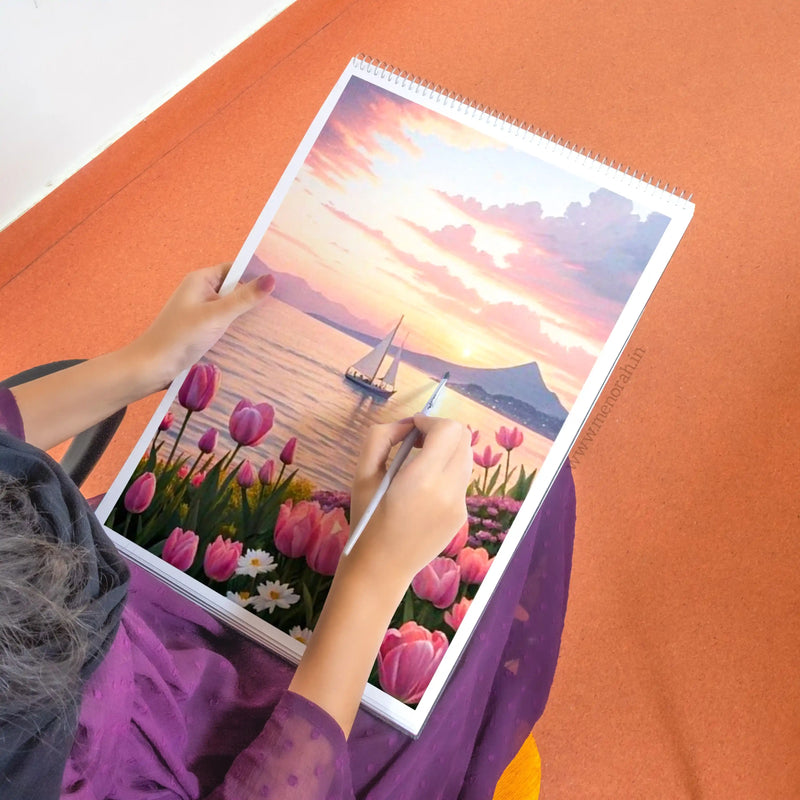 A3 - METAL SPIRAL SKETCHBOOK - 180GSM - (LANDSCAPE)