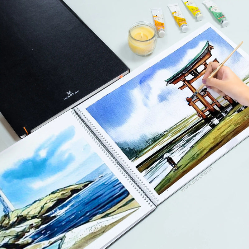 A3 - METAL SPIRAL SKETCHBOOK - 180GSM - (LANDSCAPE)
