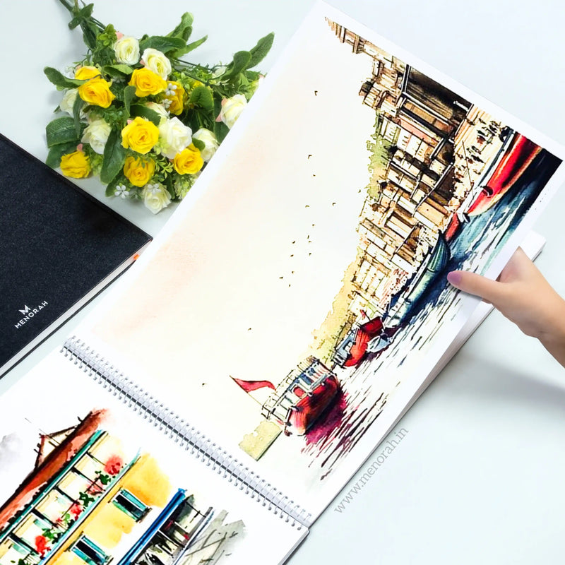 A3 - METAL SPIRAL SKETCHBOOK - 180GSM - (LANDSCAPE)