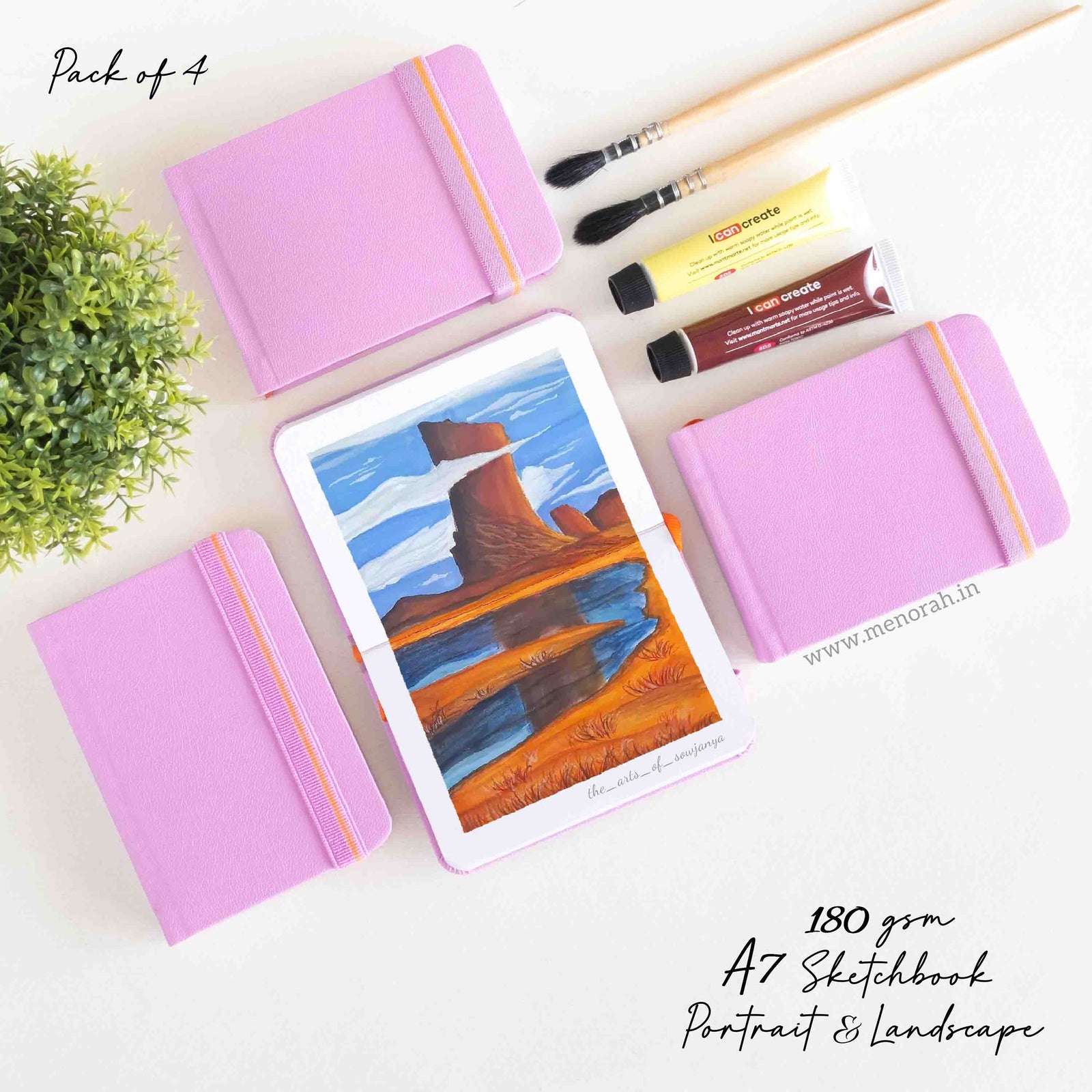 A7 Sketchbook Combo pack for Artist -180 GSM, – MENORAH Creatif