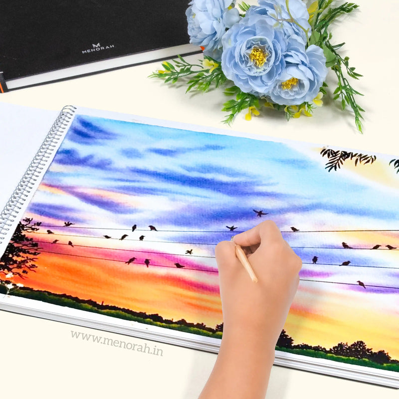 A3 - METAL SPIRAL SKETCHBOOK - 180GSM - (LANDSCAPE)