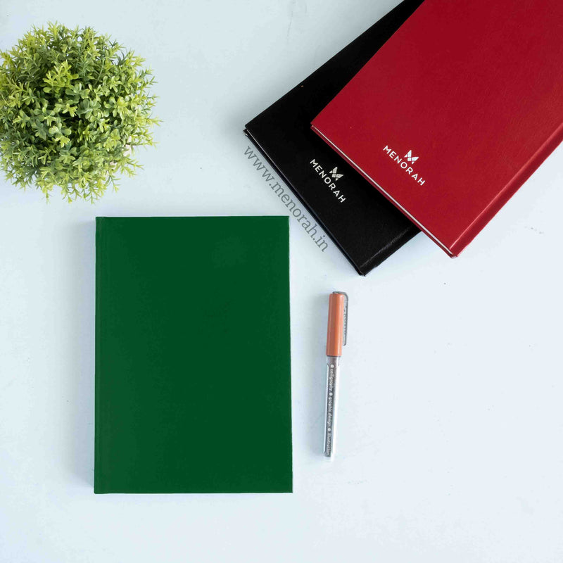 Menorah's Dry Media Dark Green sketchbook, Fully Handmade touch, A5 size hardbound Sketchbook. 115 GSM Thickness sketchbook.