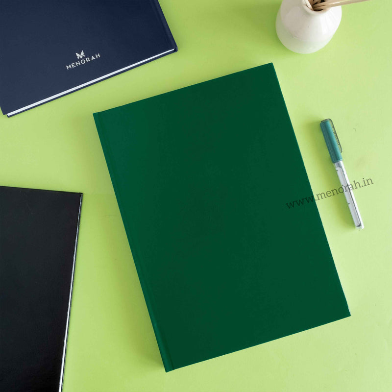 Menorah's Dry Media Dark Green sketchbook, Fully Handmade touch, A4 size hardbound Sketchbook. 115 GSM Thickness sketchbook.