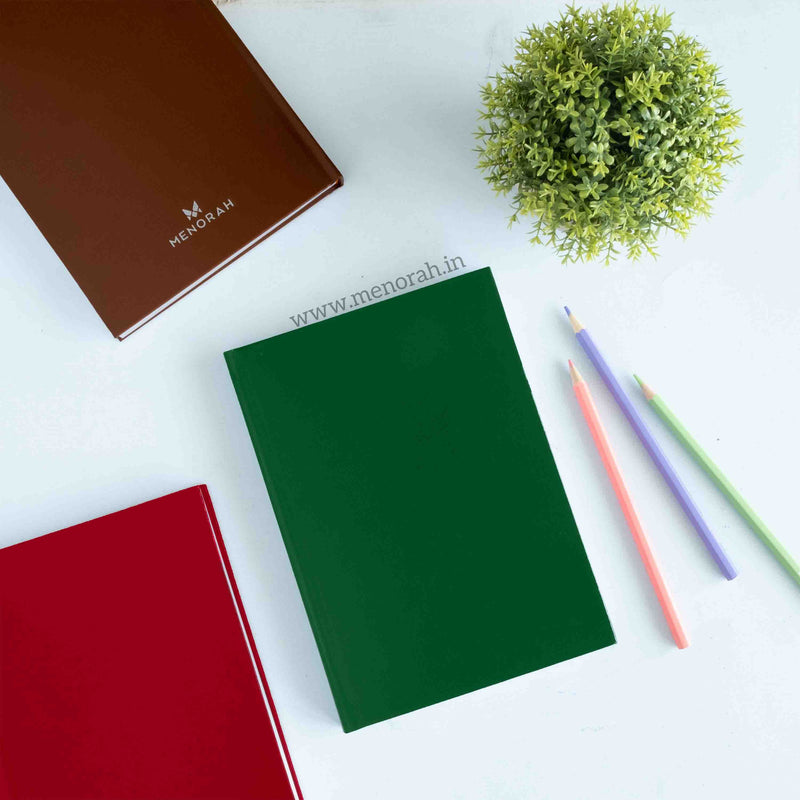 Menorah's Dry Media Dark Green sketchbook, Fully Handmade touch, A5 size hardbound Sketchbook. 115 GSM Thickness sketchbook.