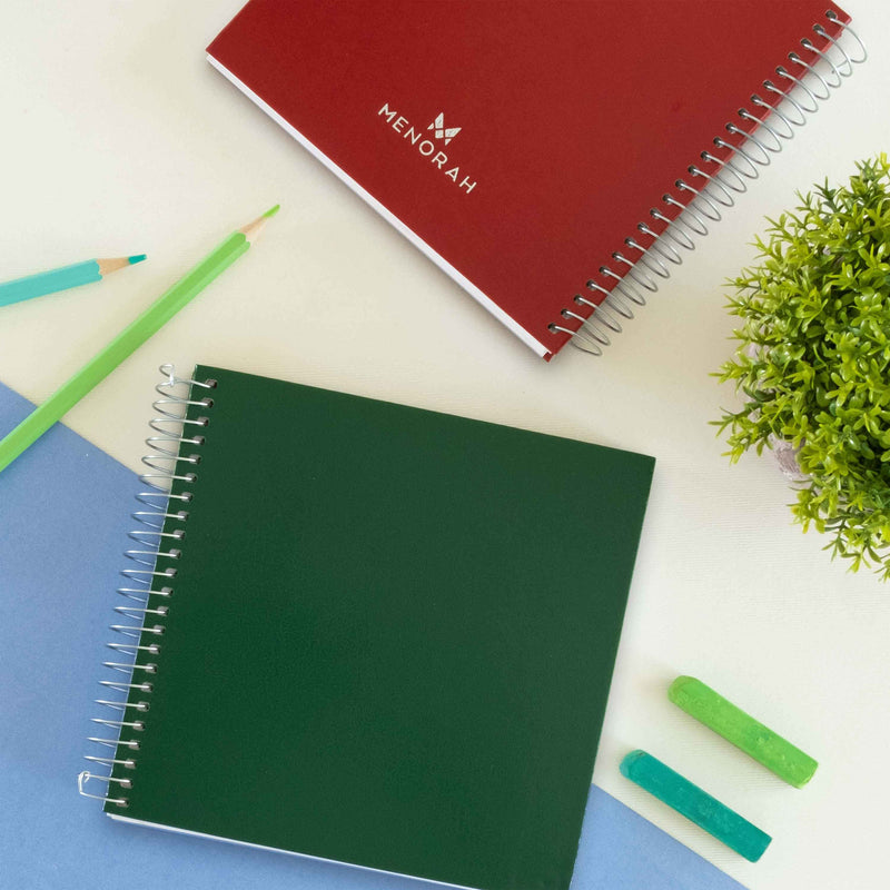 Emerald Green - Square spiralbound Sketchbook, 100% handmade sketchbook with 140 pages.