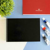 Classic Black Premium sketchbook, A5 size spiral bound Sketchbook. Menorah's Dry Media sketchbook, Fully Handmade touch.