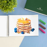 Pan cake Soft pastel drawing in A5 sketchbook with 115 gsm thick paper. Dry media sketchbook from Menorah.
