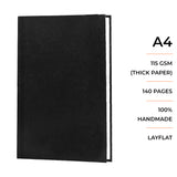 Menorah's Dry Media Black color sketchbook, Fully Handmade touch, A4 size hardbound Sketchbook. 115 GSM Thickness sketchbook.