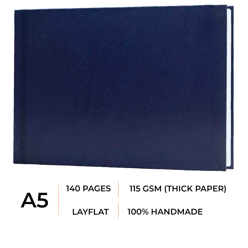 Menorah's Dry Media Dark Blue sketchbook, Fully Handmade touch, A4 size hardbound Sketchbook. 115 GSM Thickness sketchbook.