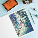 Beautiful Forest Side Road paintings, , watercolor sketchbook, Greenery paintings, Nature paintings, Menorah’s watercolor paper/sketchpad is made with 100%Cotton,100% Vegan watercolor paper, 300GSM Thickness which makes the watercolour stable, A4 size book so you can carry it anywhere, it contains 18 Pages/9 sheets, make your creations using Acrylics, Gouache, Tempera, Poster color. watercolor in our sketchbook