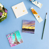 Beautiful evening scenery painting on 3x3 inch Canvas panel, 380 GSM canvas panel, board for sketching, gouache painting, acrylic painting. available in Pack of 4.