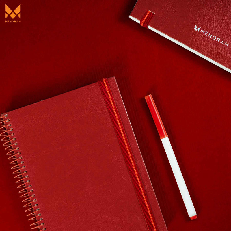 180 GSM mixed media sketchbook, a5 size sketchbook, spiral sketchbook, portrait sketchbook.#color_red