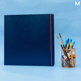 Square sketchbook, 180gsm, Royal Blue Leatherette Cover, 30x30 cm, square size Sketch book, 100 plain pages, Ideal for Doodling, Pencil / Chalk, Oil Pastels, Crayons, graphite & Light water Coloring, Gouache, charcoal, alcohol markers, poster color, coloring book, Artist sketchbook, wet on wet.