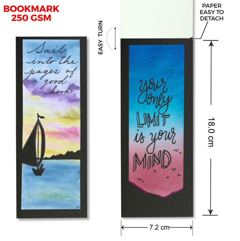250 GSM TRUE BLACK Bookmark with 40 pages/ 20 sheets. Dimensions - 18.0cm x 7.2cm 