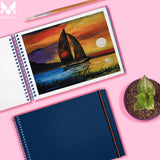 Evening scenery landscape drawing on 180 GSM sketchbook, mixed media sketchbook, artist sketch book.