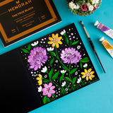 Acrylic Florals Painting in Sketchbook | Acrylic Floral Painting in black sketchbook. 250 GSM true black sketchbpad.