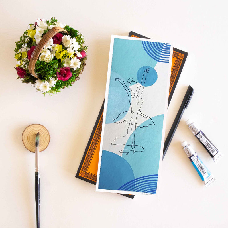 Watercolor drawing on 300 GSM bookmark, large size bookmark available in two sizes.