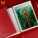Nature scenery painting on 180 GSM sketchbook. Mixed media sketchbook. Artist sketchbook.