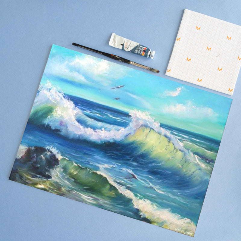 Acrylic seashore painting on 12x16 inch Canvas board, panel for painting, 380 GSM canvas panel, board for sketching, gouache painting, acrylic painting. available in Pack of 4.