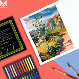 Gouache Landscape Painting using Menorah's 240 GSM sketchpad. make your creations using Gouache and acrylic paints, Fine Liners, Opaque Pens, Colour pencil drawing, Pen art, Charcoal, Graphite, Soft Pastel, and Oil pastels in our Sketchpad.  