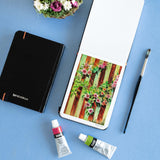 Acrylic floral painting using Menorah's 180 GSM sketchbook, a6 size sketchbook, Landscape sketchbook.
