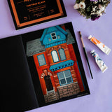 Beautiful House painting art on 250 GSM true black sketchbook.