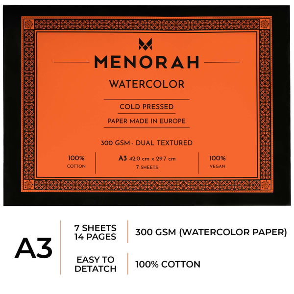 B4+ 300GSM WATERCOLOR PAPER/SKETCHPAD – MENORAH