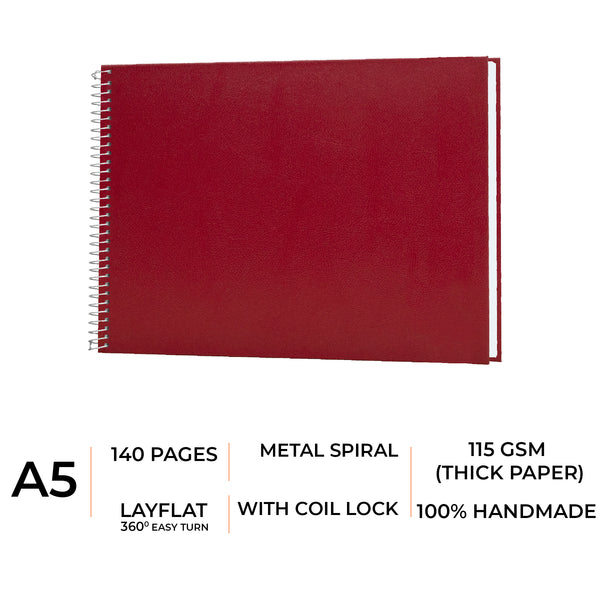 115 GSM Dry Media sketchbook. A5 size spiral bound Sketchbook ideal for Pencil Sketching, Sakura Micron Pen Art