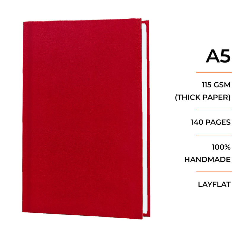 Menorah's Dry Media red color sketchbook, Fully Handmade touch, A5 size hardbound Sketchbook. 115 GSM Thickness sketchbook.