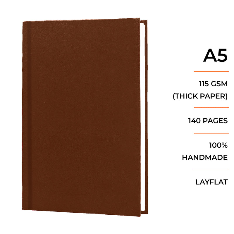 Menorah's Dry Media Brown color sketchbook, Fully Handmade touch, A5 size hardbound Sketchbook. 115 GSM Thickness sketchbook.