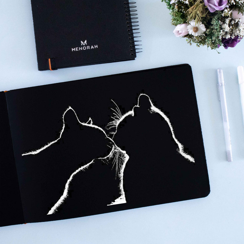 A5 - TRUE BLACK PAPER SKETCHBOOK - 250GSM - CASEBOUND - (LANDSCAPE)