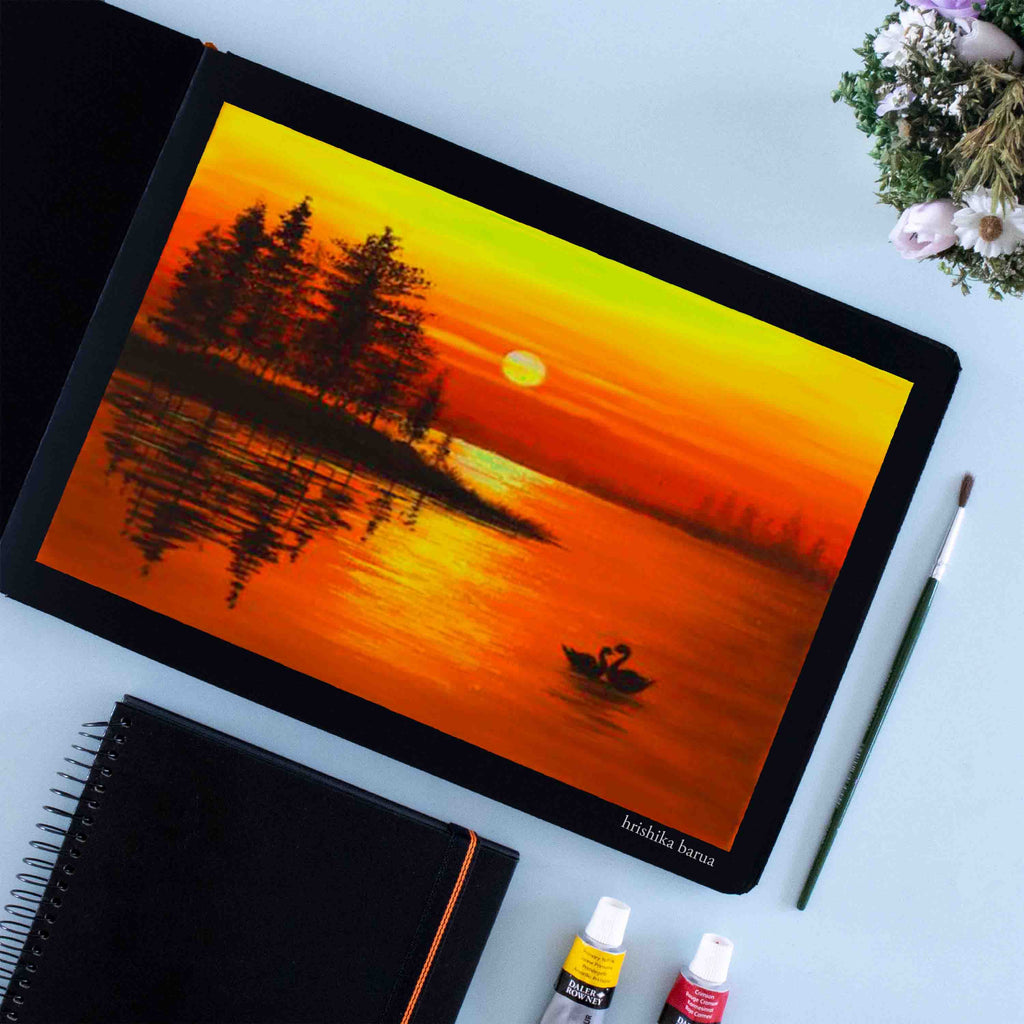 A beautiful Sunset painted on - The Black Sketchbook