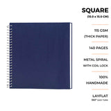 115 GSM thick paper Dry Media square sketchbook. Square spiralbound Sketchbook, 100% handmade sketchbook with 140 pages.
