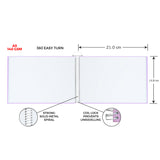 Sketch book 140gsm, Hardcover, A5 size (21.0cm x 14.6 cm) , Landscape  sketchbook, Spiral sketchbook. #color_angelic-purple