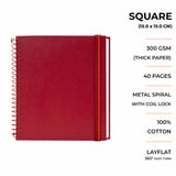 Square watercolor sketchbook is the best travel accompanion for the creators.  Watercolor sketchbook is made of 100% cotton and is 100% Vegan. It contains 40 pages  with a 300GSM Thickness so that watercolor won't penetrate to the other page.  It is covered by Metal spiral with 360 Degree easy turn. Make your creations by using  watercolour paintings, Acrylics, Gouache, Tempera, Poster colour in this sketchbook,Red color sketchbook #color_red