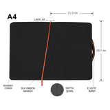 Menorah's True black sketchbook, Fully Handmade touch, 250 GSM Thickness which makes the Gouache and acrylic paints stable. A4 Size Casebound Sketchbook, Portrait sketchbook. Dimensions - 21.0cm x 29.7cm
