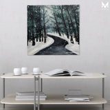 Beautiful snow road side Acrylic painting on 12x12 inch Canvas board, panel for painting, 380 GSM canvas panel, board for sketching, gouache painting, acrylic painting. available in Pack of 4.
