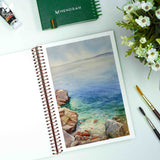  Seashore painting on A5 size watercolor sketchbook is the best travel accompanion for the creators. Watercolor sketchbook is made of 100% cotton and is 100% Vegan. It contains 40 pages with a 300GSM Thickness so that watercolor won't penetrate to the other page. It is covered by Metal spiral with 360 Degree easy turn. Make your creations by using watercolour paintings, Acrylics, Gouache, Tempera, Poster colour in this sketchbook. Bright Blue color sketchbook