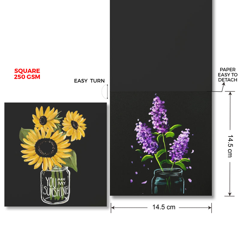 SQUARE - 250GSM - TRUE BLACK SKETCH PAD / LOOSE PAPER - (14.5 x 14.5 cm)